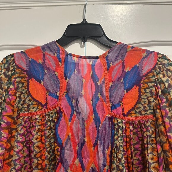 Anthropologie x Bl^nk London Miranda Peasant‎ Multicolor Blouse Women's Size XS - Picture 3 of 10